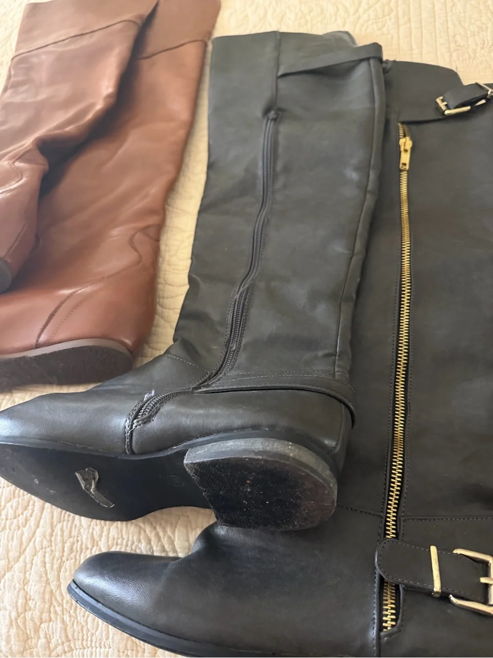 Classic Over-the-Knee Boots — Brown, Black & Gray Trio